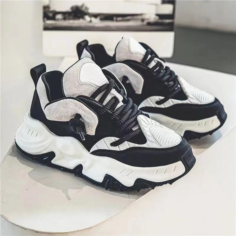 Chunky Sneaker Men Designer Soft Sole Running Shoes Fashion Casual Microfiber Leather Breathable Height Increased Platform Shoes