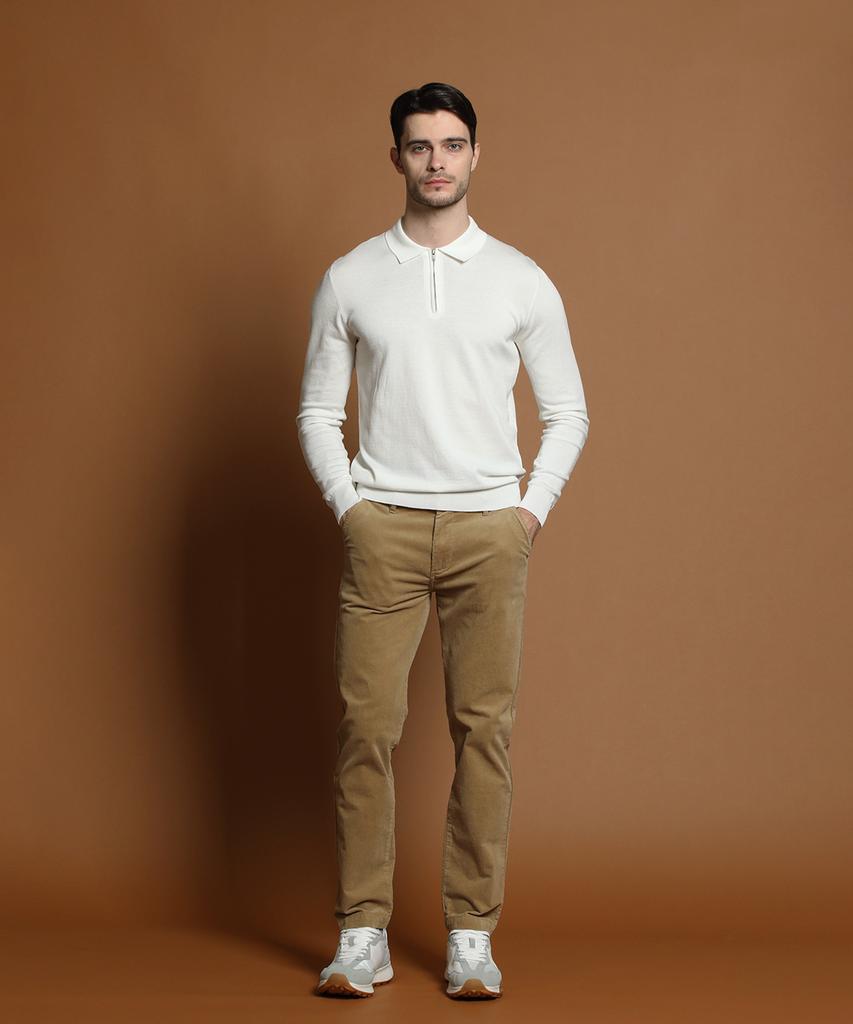PANICALE Beige Regular Fit Three-Bone Corduroy Pants (Type A)