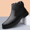 Genuine Leather Ankle Boots for Men Formal Dress Male Basic Boots Warm Plush Fur Winter Footwear Non-Slip Platform Snow Boots