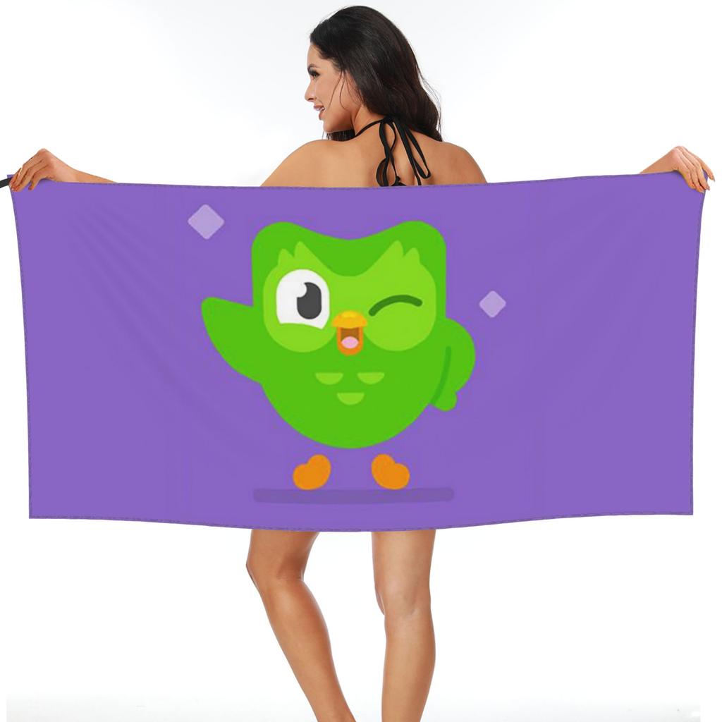 Serviette de plage Hibou Duolingo Duo Microfibre Douce Séchage Rapide Absorbante Serviettes Rapides Pour Piscine