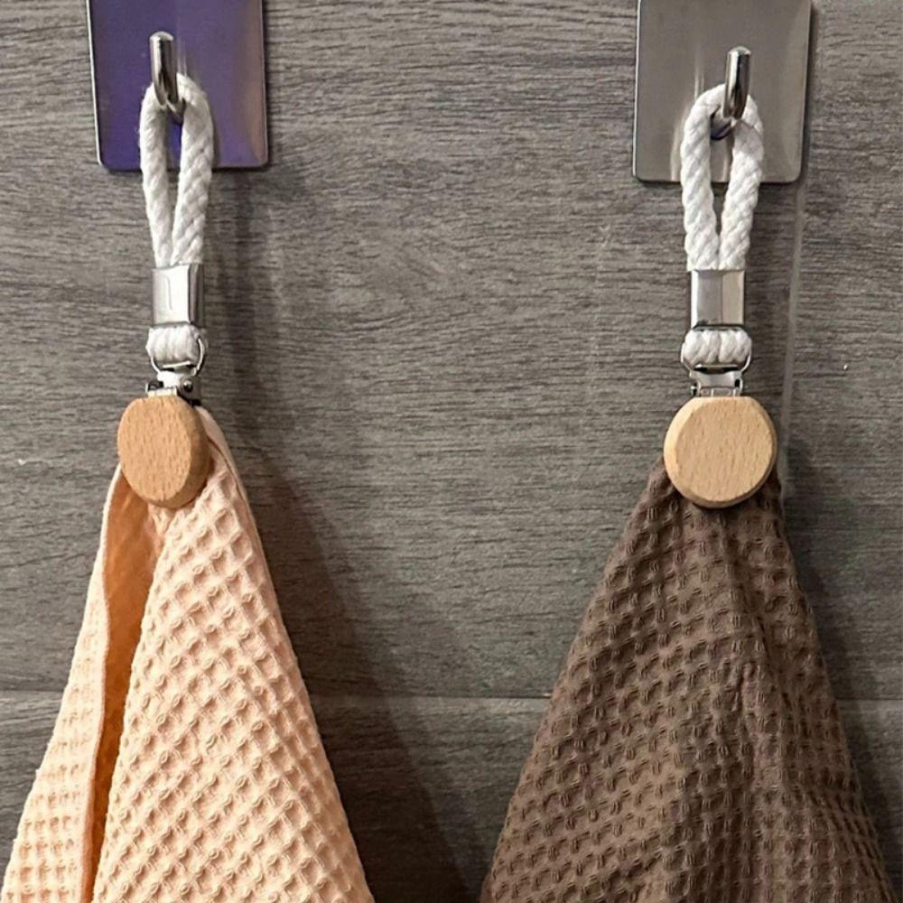 4Pcs Braided Towel Hanging Clips Cotton Loop Wear-resistant Small Woven Rope Clamps Space Saving Convenient Hand Towel Hanger
