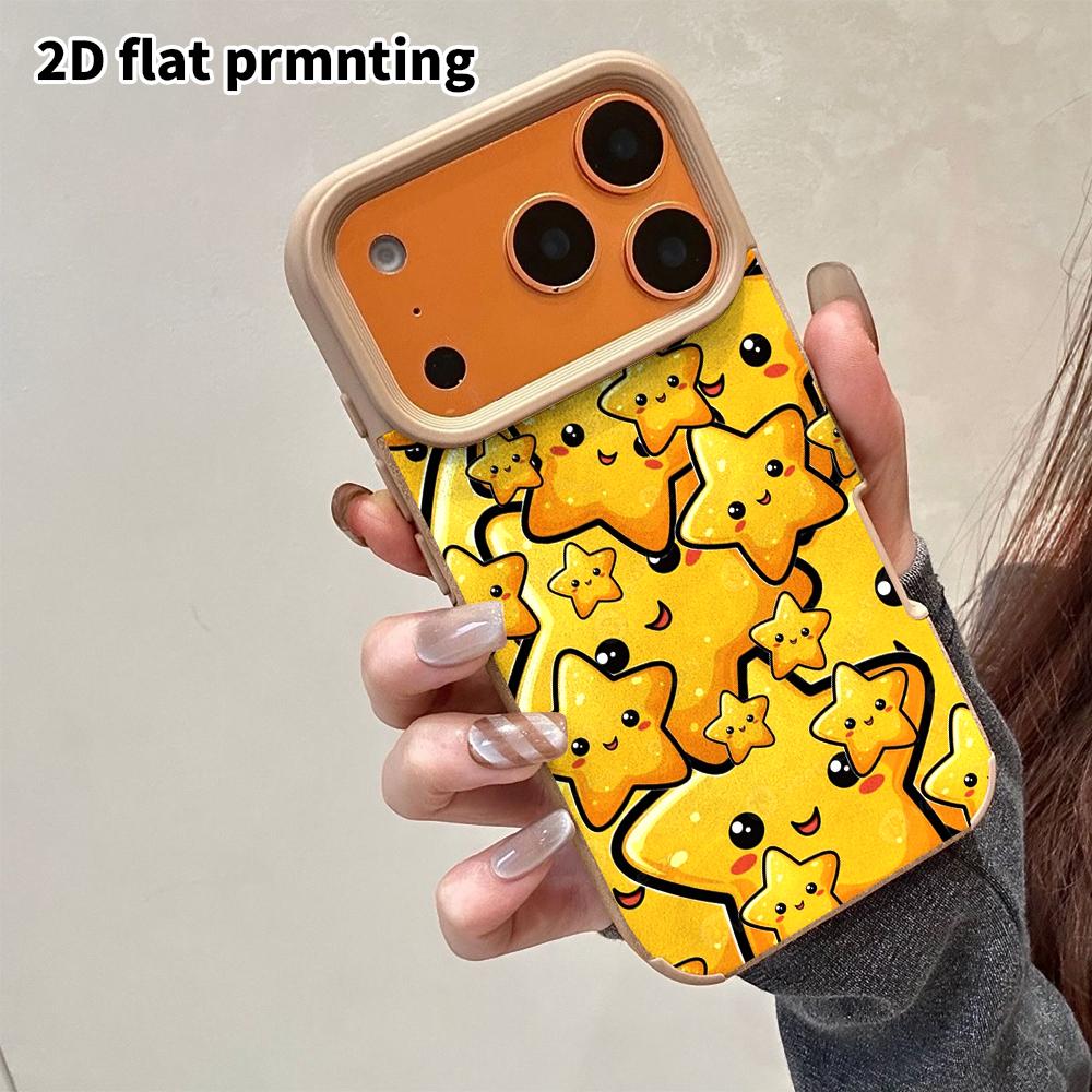 Phone Case: 2D flat lambskin suitable for iPhone 18 17 16 15 14 13 Pro film protective case,cartoon little stars, Christmas and Halloween gift
