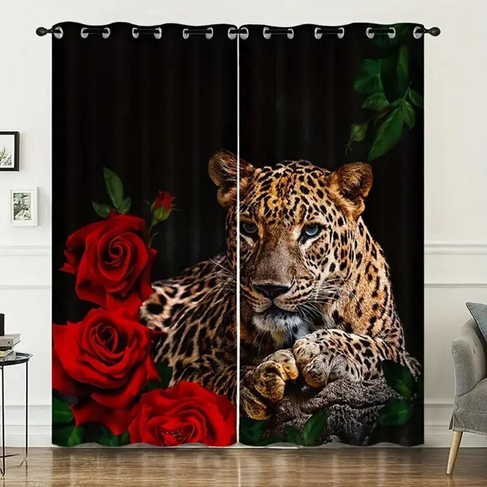 Children ' s Living Room Space Bedroom Kicthen Door HallHouseholdDecoration for 3D Print Rose Lion Tiger Wolf Animal Shade Window Drapery ideal