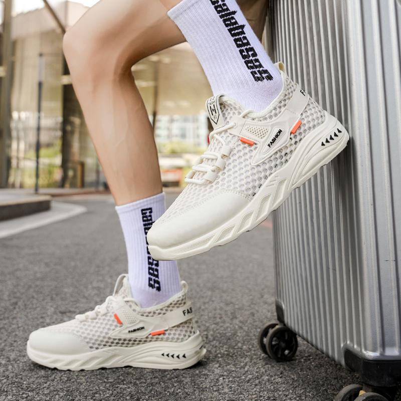 Mens Shoes Summer Breathable Sneakers Fashion Men's Sandals Casual Sports Lightweight Walking Mesh Shoes Mens Cheap Beige