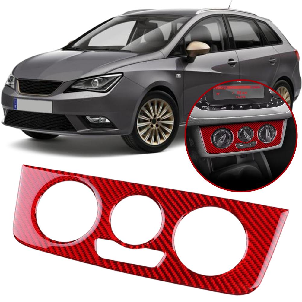 For Seat Ibiza 6j 2009 2010 2011 2012 2013 2014 Real LHD Control Sticker Fiber Frame Trim AC Soft RHD Central Panel Carbon B3R4
