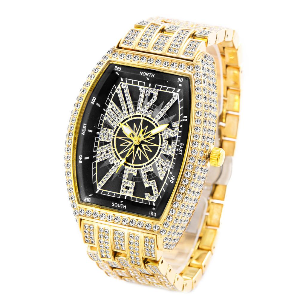 W87 Men's Watches Luxury Metal Sky Star Fashion Digital Barrel Full Diamond Large Dial Waterproof Male Quartz Clock Watch