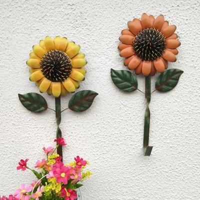 Vintage Iron Sunflower Door Hanging Craft Retro Wall Art Home Storage Organization Multi Purpose Hooks Garden Decoration