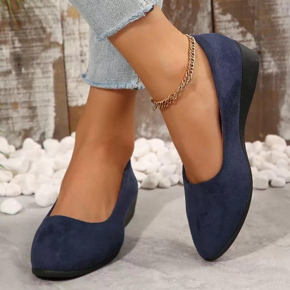 Fashion Classic Black Women Wedge Single Shoes Lightweight Slip On Office Work Shoes Woman Comfortable Soft Sole Casual Footwear Female
