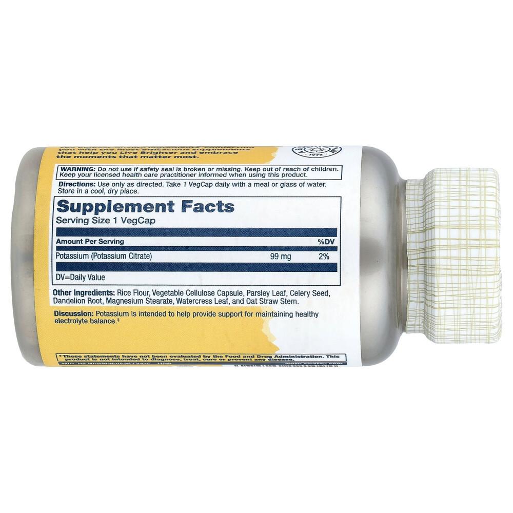 SOLARAY Potassium Citrate 99mg Veg Capsules, 60 Count
