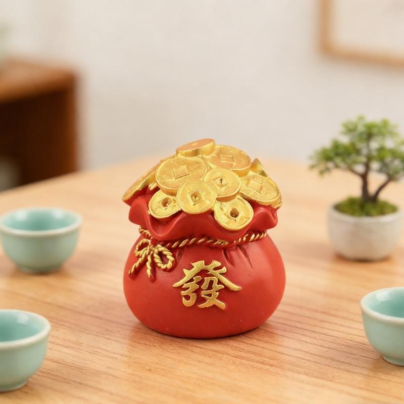 Resin Money Tree Statue Blessing Bag Figurines Decorative Sculptures Fengshui Ornament for Office Home Desk Decors