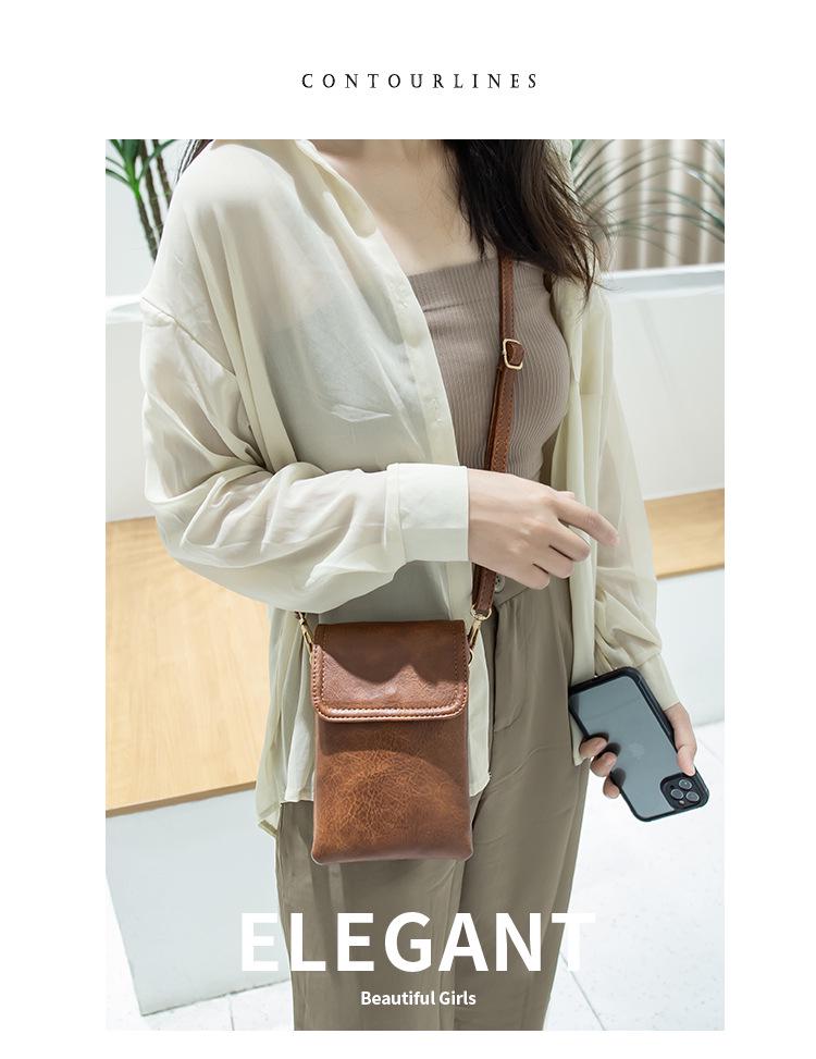 Guangzhou Dames Crossbody Telefoontas van Gestructureerd Leer met Verstelbare Riem