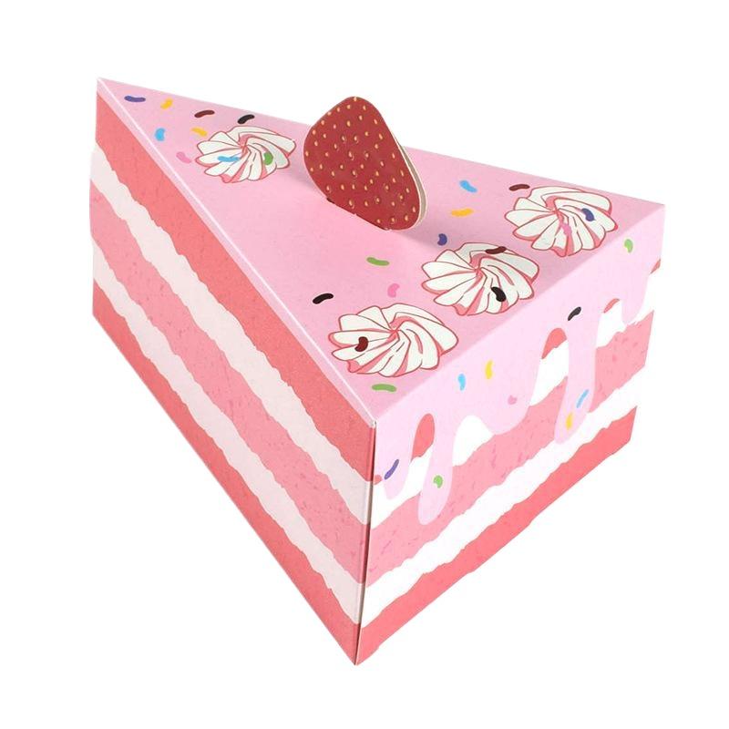 New 8Pcs Triangular Cake Shaped Paper Gift Box Cookie Candy Baby Shower Favors Treat Kids Birthday Party Dessert Packaging Boxes