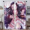 Blackout Demon Slayer Curtains Child Room Partition Home Interior Shades Tulle Bedroom Curtain Living Set Of 2 Made Polyester Washable Master Ready