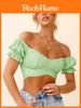 Polyester Off Shoulder Crop Top With Ruffles For Casual Wear And Date Night
