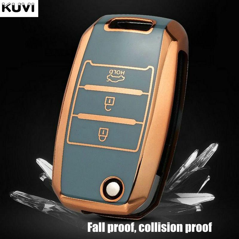 New Tpu Car Flip Key Case Cover Shell For Kia Rio 3 K2 Ceed Cerato K3 K5 Sorento Sportage Soul K4 Picanto Optima Forte Stinger