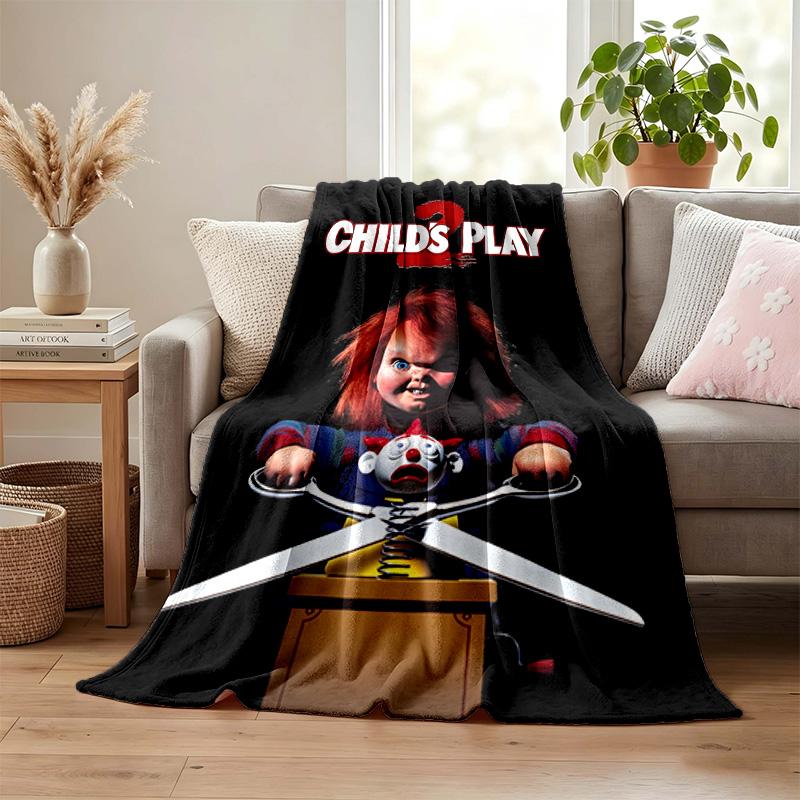 Chucky with Tiffany Blanket Flannel Blanket Soft Cozy Plush Throw for Sofa Bed Lightweight Home Decoration