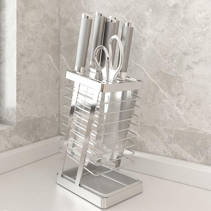 Knife Block Holder Stainless Steel Cutlery Drawer Organizer Tray Knives Utensil Rack Universal Knife Stand Organizer Kitchen Storage