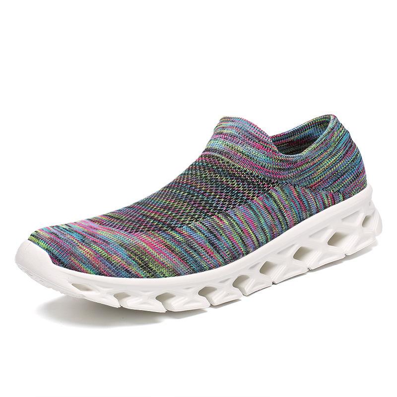Outdoor Couple Hiking Shoes Women's Summer Sports Fly-woven Mesh Shoes Breathable and Lightweight Soft-soled Travel Socks Shoes Men
