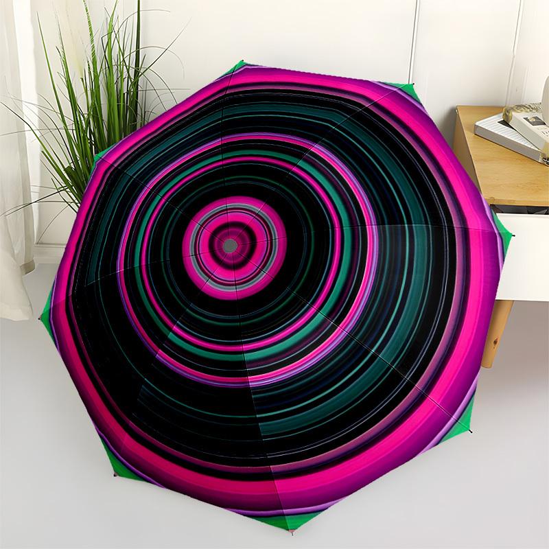 1pc Vortex Pattern Automatic Open/Close Folding Umbrella - Compact 8-Rib Design, Daily Use, Perfect Gift for Friends & Family Yy251124201