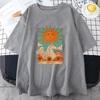 2025 Tarot Card Art The Sun Male Cotton T Shirt High Street Vintage Clothing Breathable Casual O-Neck Short Sleeve Mens Cotton