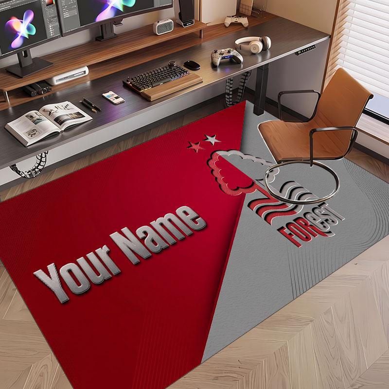 Custom Rug Nottingham Forest Pattern Print Name Text Soft Non‑Slip Floor Carpet for Home Indoor Decoration