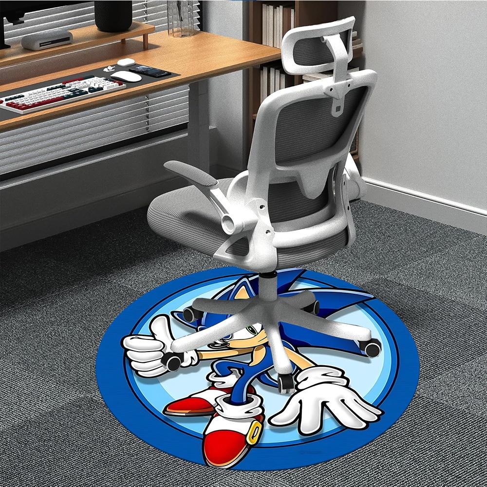 1pc Sonic Adventure Office Round Area Rug, Indoor Mat Suitable For Office,Bedroom Living Room Home Decor, Room Deco a0926003