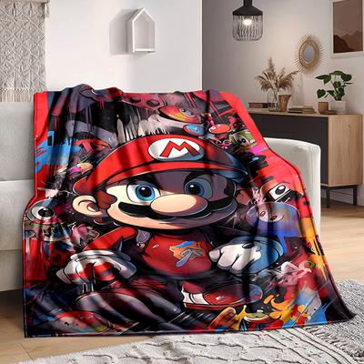 1pc Mario Bros Soft & Warm Flannel Blanket, Multi-Purpose Throw Blanket for Couch, Sofa, Office, Bed, Camping, Travel