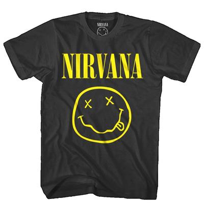 T-shirt Logo Visage Souriant Classique Nirvana, T-shirt Streetwear Fan de Rock Grunge Unisexe, Haut Décontracté à Manches Courtes 100% Coton