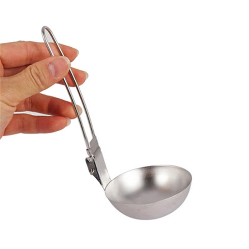 Long Handle Ladle Portable Folding Soup Spoon For Outdoor Camping Picnic Bbq Kitchen