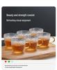 Set of Six Hammered Pattern Small Borosilicate Glass Tea Cups for Kung Fu Tea Tasting