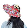 Floral Printed Folding Fan Hat Foldable Bamboo Sunscreen Cap Fan Sun Hats  for Travel
