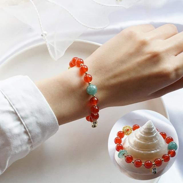 Natural Jade &Chalcedony Beaded Bracelet For Women Green Gourd Ethnic Lucky Couple Bracelets On Hand Fashion Jewelry 11 .11 Ybr214