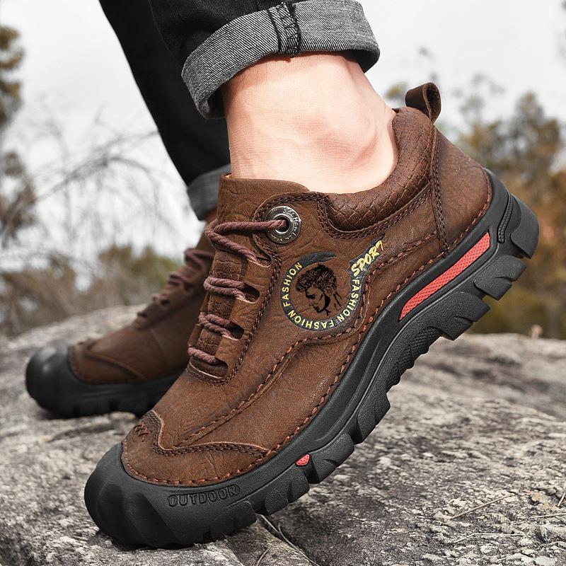 FashionOutdoor Camping Hiking Shoes Men Genuine Leather Sports Sneakers Man Travel Casual Shoes Leisure Walking Climbing Men's Footwear