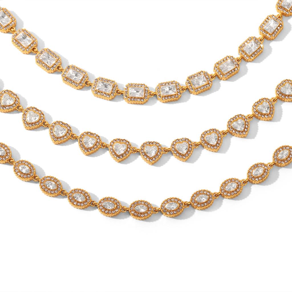 Stainless Steel Zircon Tennis Bracelet Light Luxury High-end Ins Style Jewelry Does Not Fade Titanium Steel Jewelry