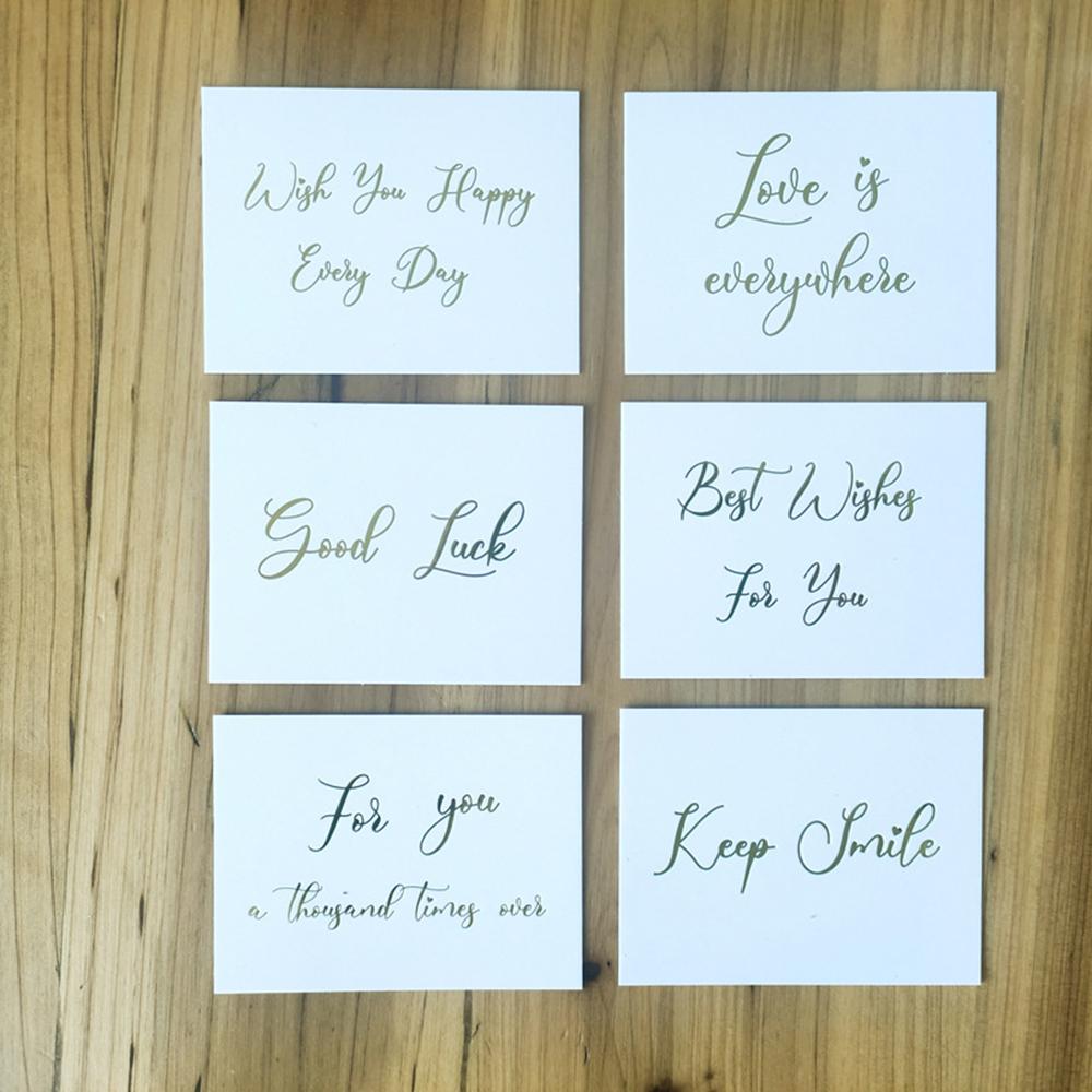 Simple Design Wedding Party Handwriting Message Cards Thank You White Greeting Card Gold Stamping