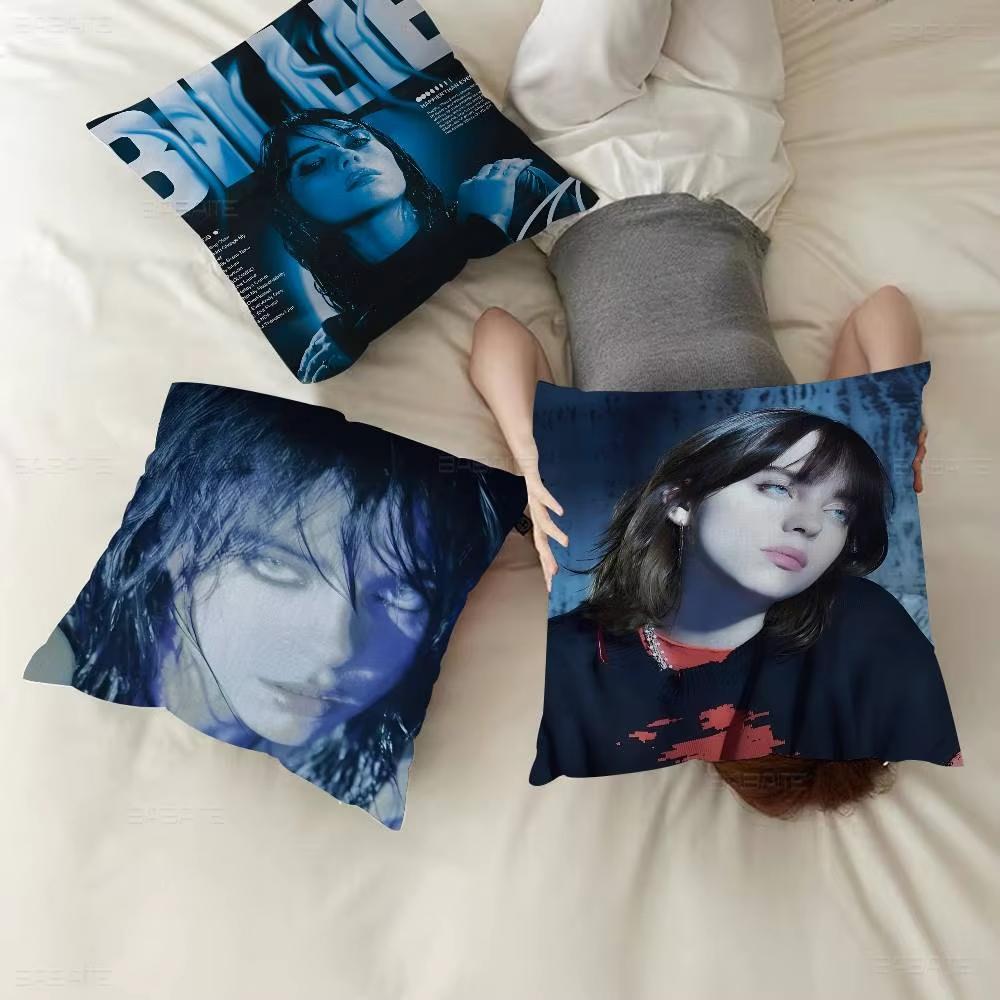 B-Billie E-Eilish Anime Style Pillowcase 45X45Cm Sofa Bed Cushion Cover For Bedroom Car Office Sofa Fashion Perfect Fan Gift