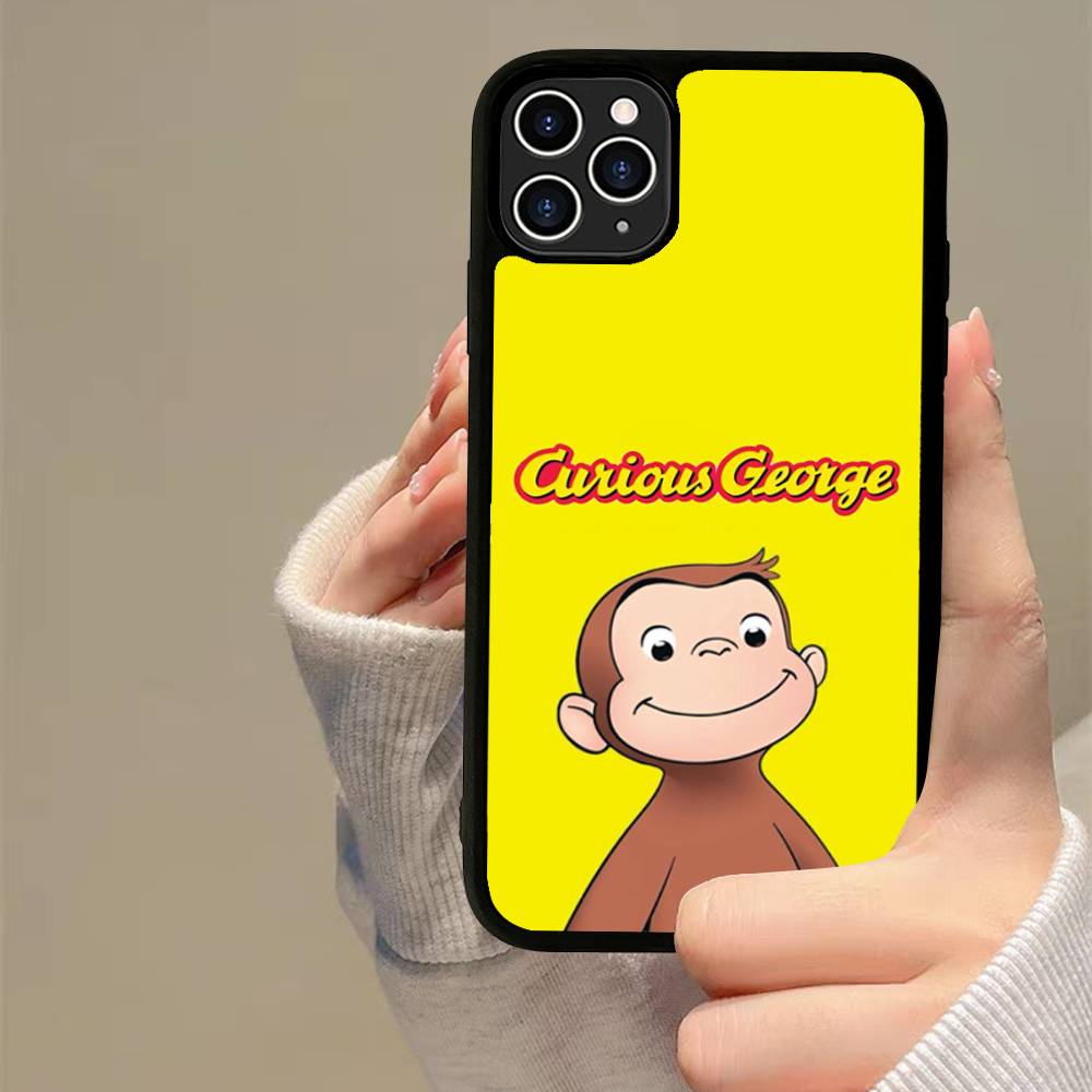 Cute C-Curious G-George Monkey For iPhone 11 12 13 14 15 16 17 Pro Max Plus TPU+PC Shockproof Back Phone Cases