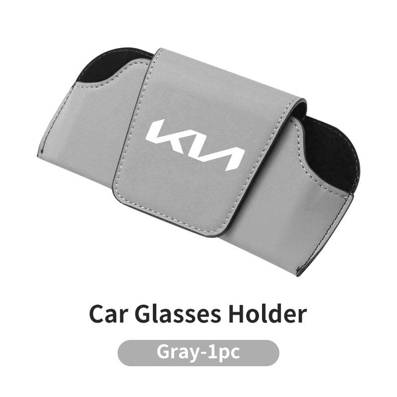 BBDS7 Car Logo Leather Portable Glasses Bag Sunglasses Car Interior Accessories Kia Rio Soul Seltos Forte K5 K3 Niro Sorento Stinger S