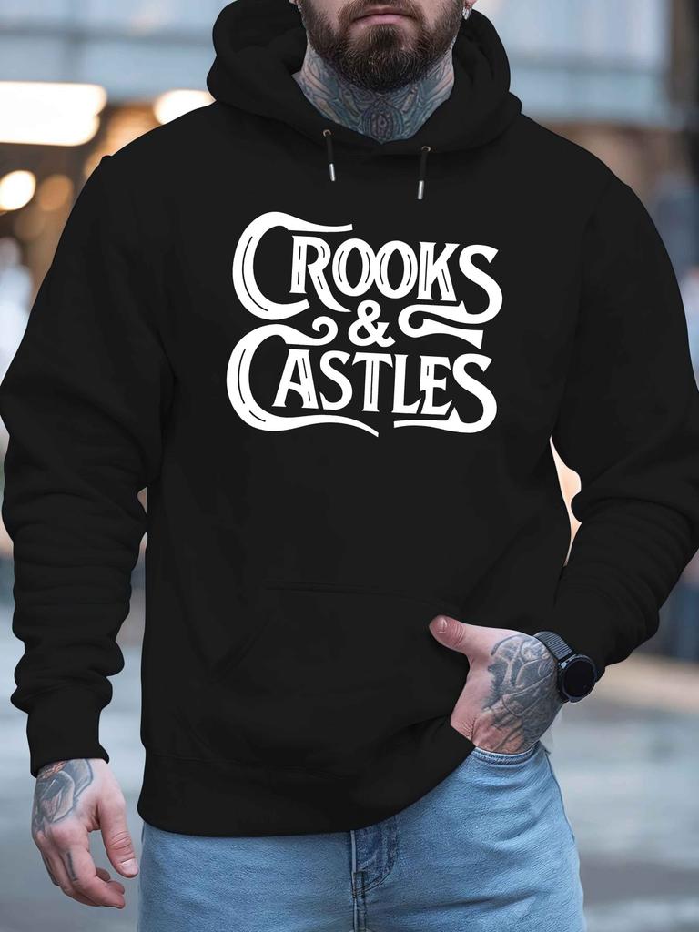 Men'S Casual Polyester Hoodie Long Sleeve Regular Fit Slight Stretch Fashionable Oversized Hooded Sweatshirt