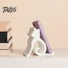 Wood Style Phone Stand Cute Cat Stand, Curled Tail Kitty Desk Holder for Cell Mobile Tablet, 3D Printed Universal Office Bedroom, Gift Lovers
