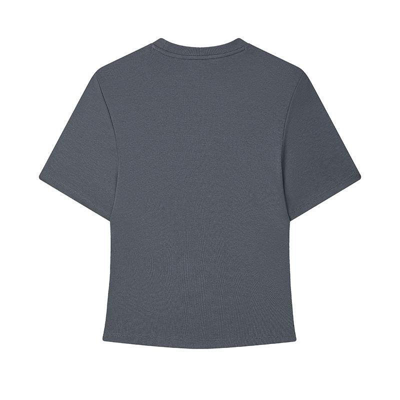 FILA Lifestyle Soft Stretch Ribbed Fox Soft Skin Breathable Trendy Minimalist Knitted Short Sleeve T-Shirt Women T-Shirts F11W529120FDY