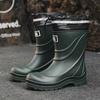 High tube rain shoes men's non-slip waterproof fashion medium tube rain boots warm rubber shoes kitchen work long tube water shoe cover shoes