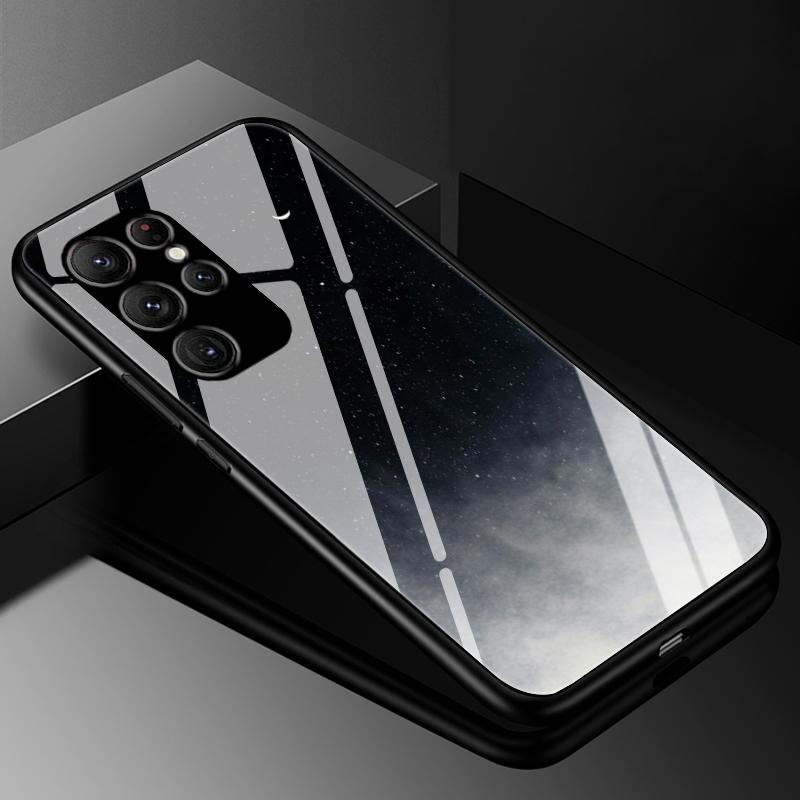 For Samsung S24 S23 Ultra Case Cover Tempered Glass Cases for Samsung Galaxy S22 S21 S20 S23 Plus FE Luxury Hard Back Bumper