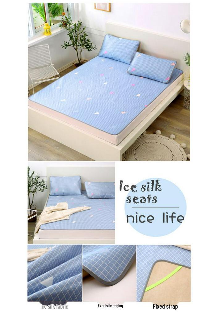 Washable Ice Silk Cool Pillowcase 48x74cm - Breathable, Sweat-Absorbent Summer Rattan Mat for Students