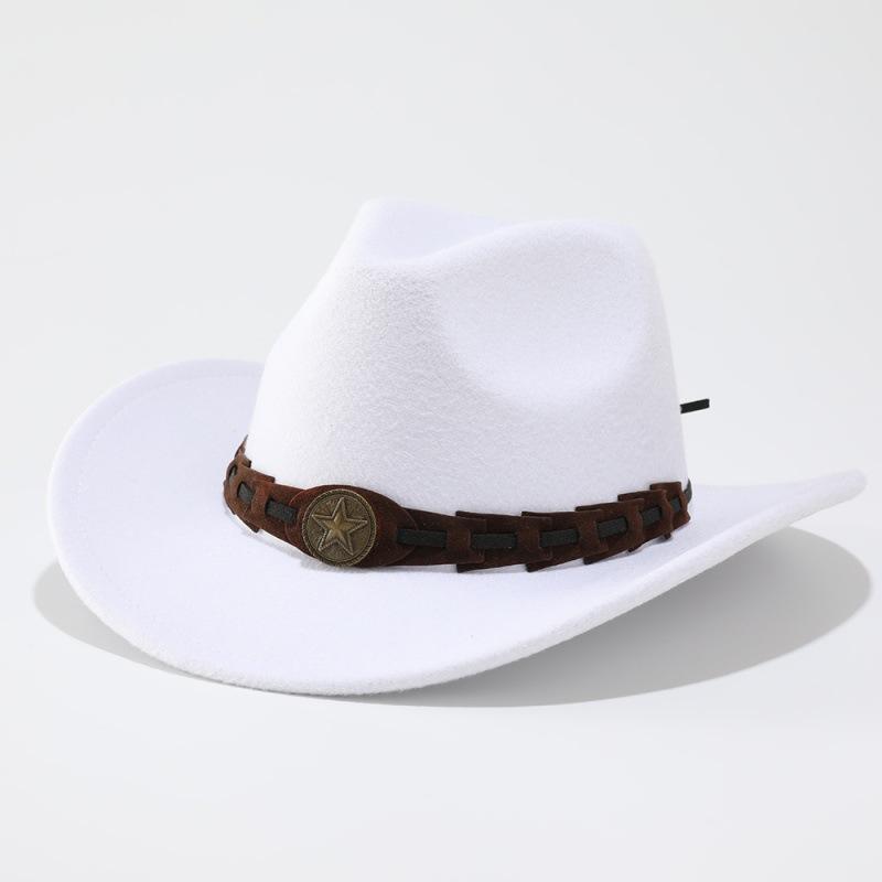 European and American Men and Women Couple Hats Woolen Western Cowboy Top Hat Trendy New Minority Woolen Hat