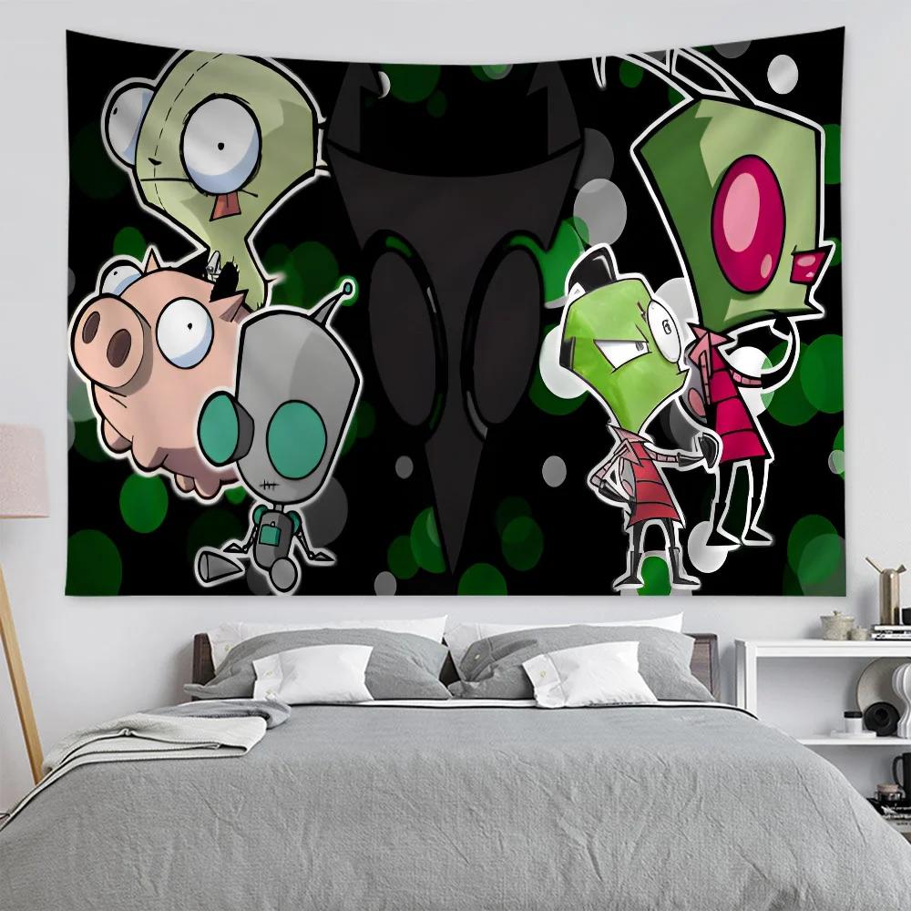 VIKAMA Alien Invaders Tapestry Jill and Alien Tarot Wall Art Cult Cartoon Hippie Decor Perfect for Game Rooms and Dorms