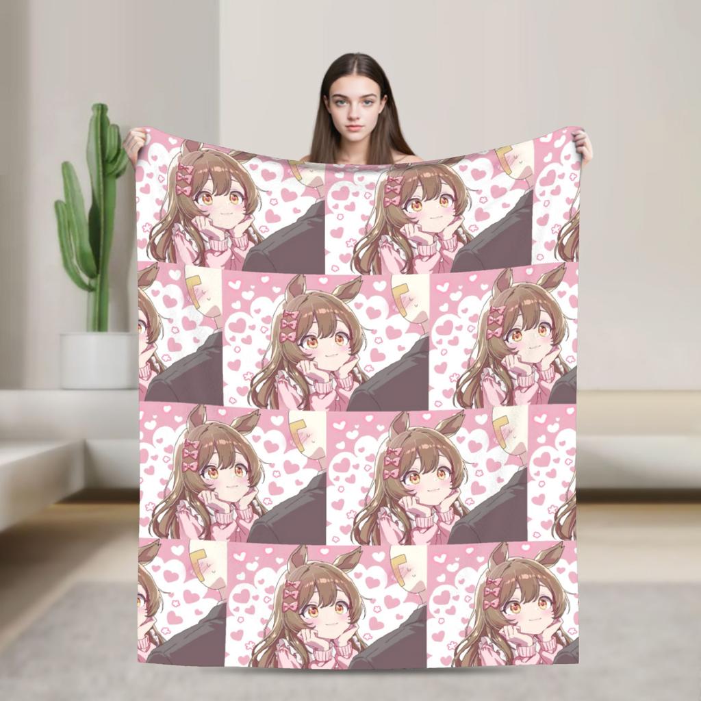 Umamusume Pretty Derby Mejiro Blanket Fleece Autumn/Winter Portable Lightweight Throw Blanket for Bed Bedroom Rug Piece