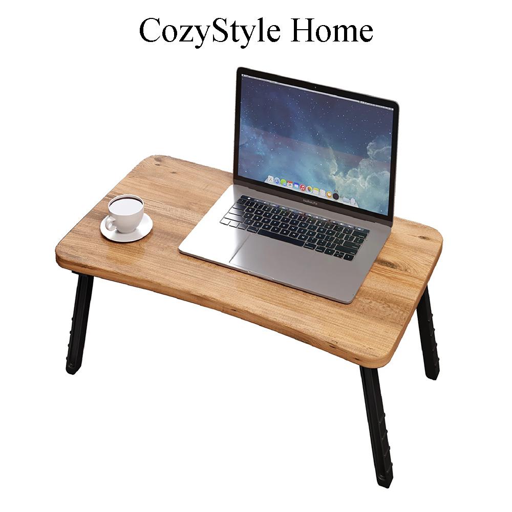 Foldable Laptop Sofa and Bed Table 59x35x24 cm – Portable Lap Desk & Monitor Riser, Wooden Top, No Assembly