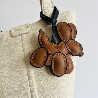 Handmade Genuine Leather Balloon Dog Keychain, Cute for Couples