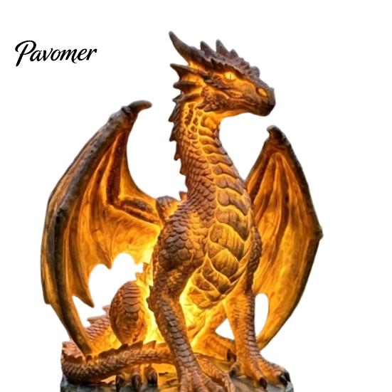 Fantasy Yard Sculpture with Light Dragon Solar Garden Light, Outdoor Gothic Medieval Statue Lamp, Waterproof for Resin Patio Lawn Decor Walkway
